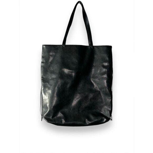 Victoria`s Secret Limited Edition Black Leather Tote Bag Purse with Fringe trave - Picture 3 of 9